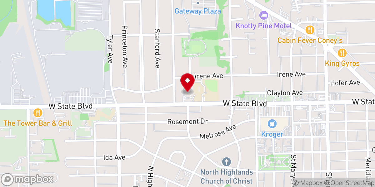 Map showing location of Queen of Angels Catholic Church