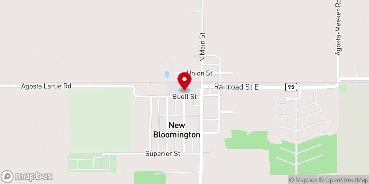 Map showing location of Village of New Bloomington
