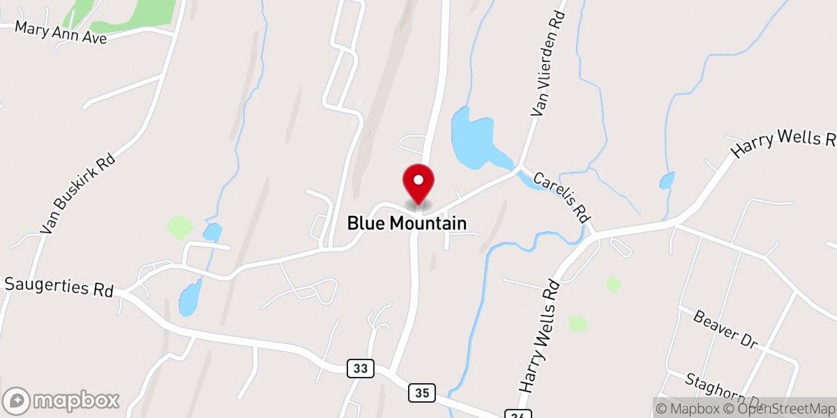 Map showing location of Blue Mountain Reformed Church