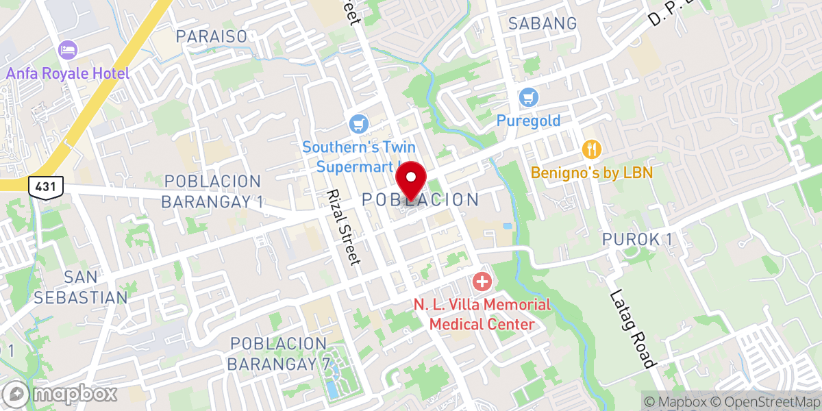 Map showing location of Metropolitan Cathedral of San Sebastian (The Roman Catholic Archdiocese of Lipa)
