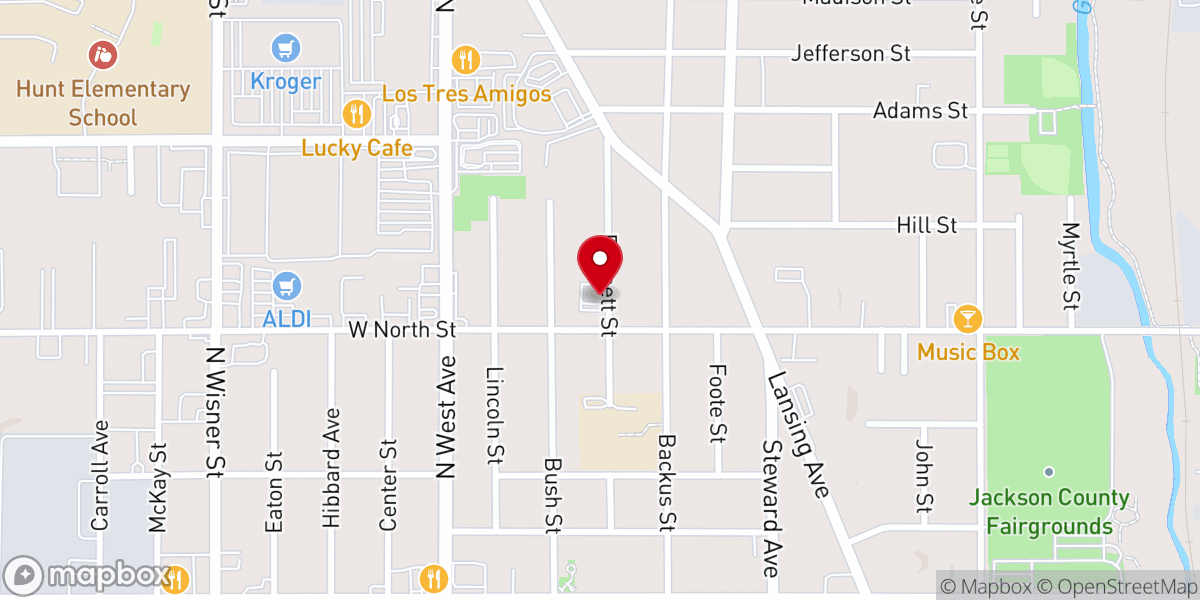 Map showing location of Jackson Gospel Hall