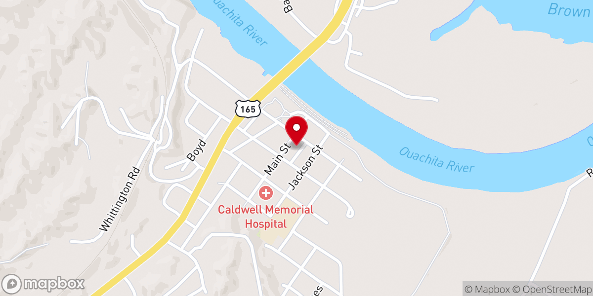 Map showing location of Caldwell Parish Courthouse
