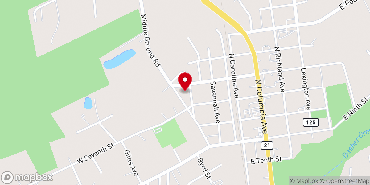 Map showing location of Bryant Temple Church