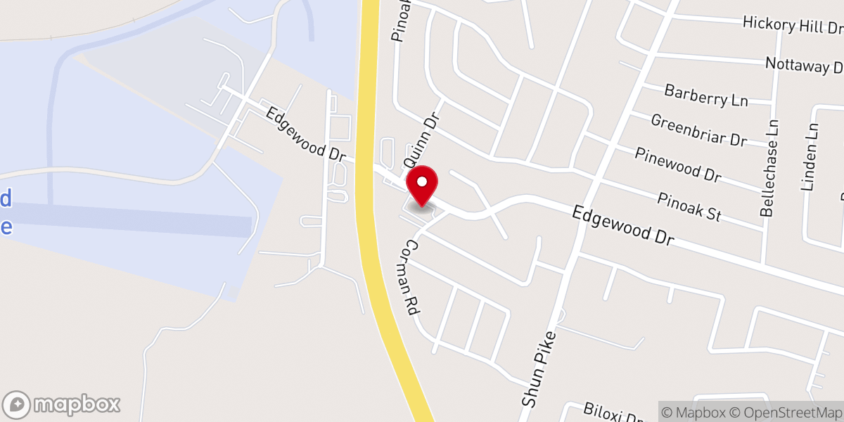 Map showing location of Bluegrass Faith Church