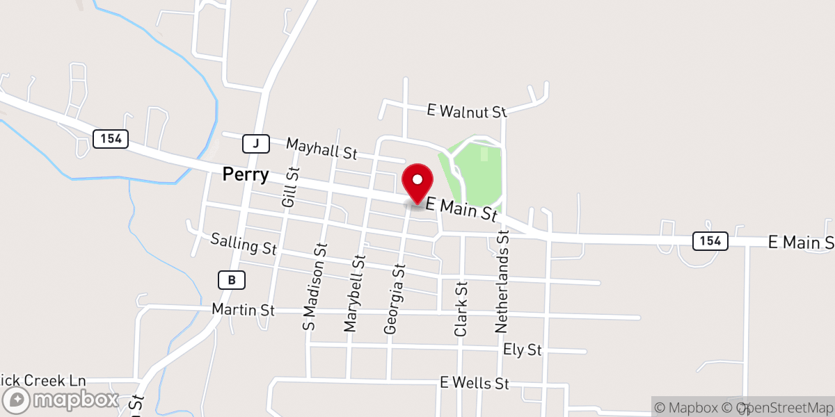 Map showing location of Perry Presbyterian Church