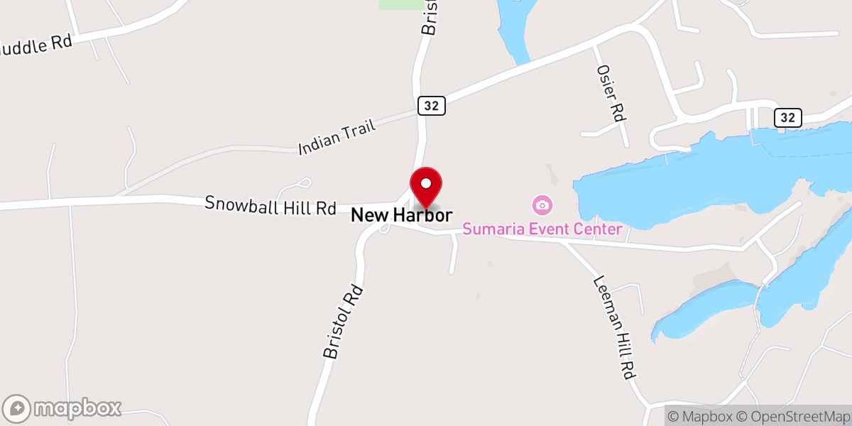 Map showing location of New Harbor United Methodist Church