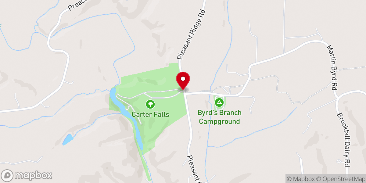 Map showing location of Carter Falls Trail Head