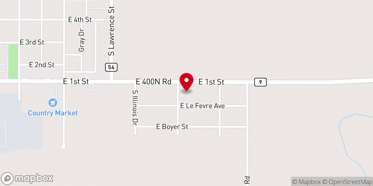 Map showing location of American Evangelical Lutheran Church