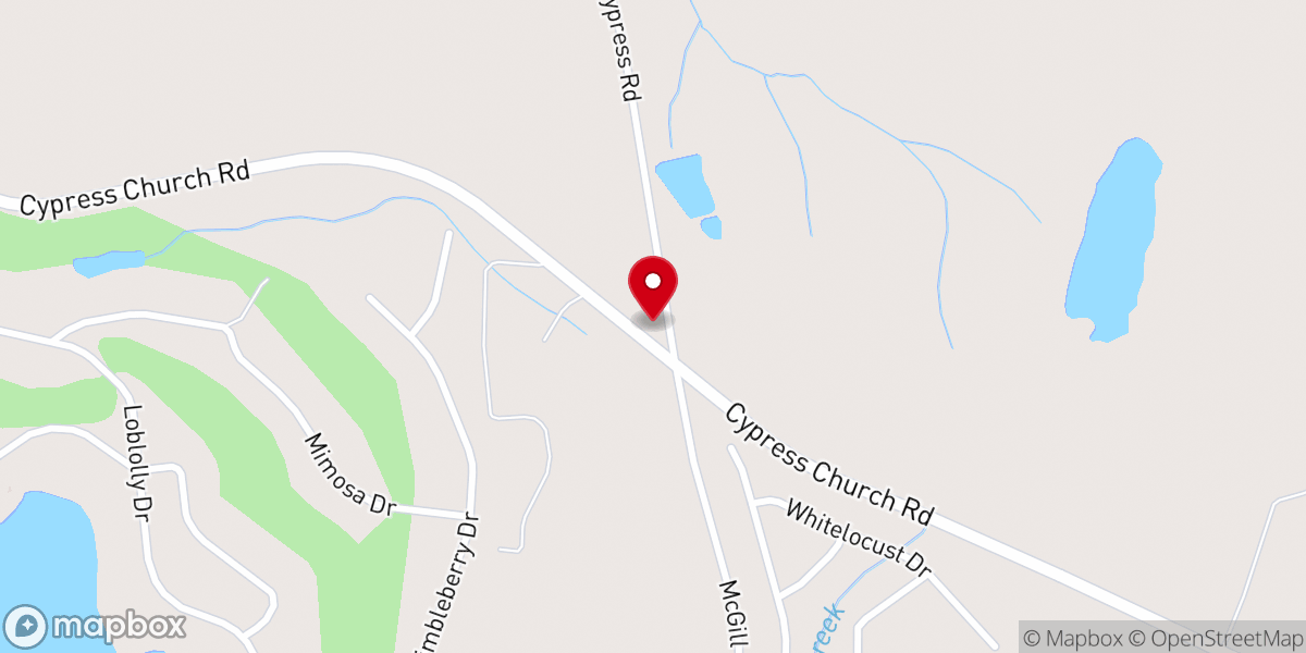 Map showing location of Cypress Springs Presbyterian Church