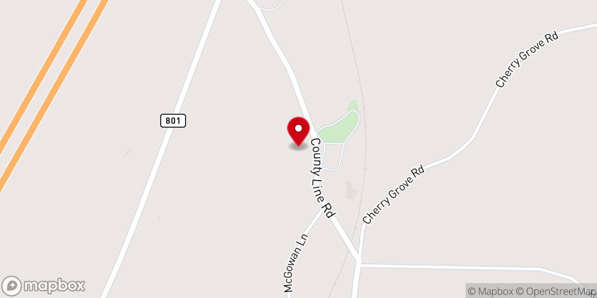 Map showing location of County Line Baptist Church