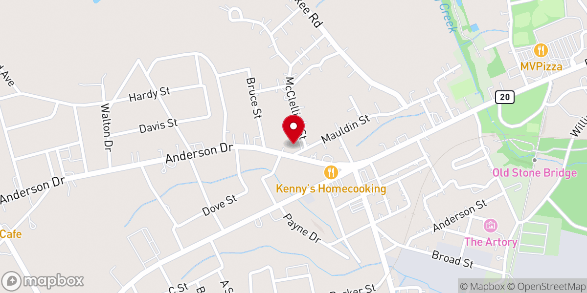 Map showing location of Williamston Church of Christ