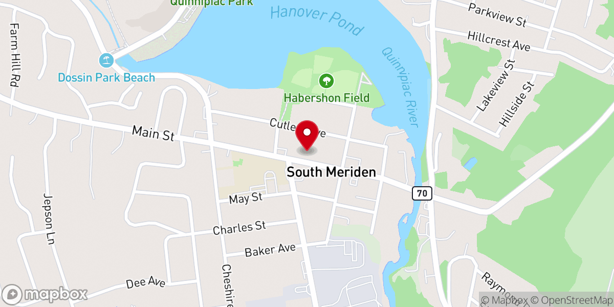 Map showing location of South Meriden Trinity United Methodist Church
