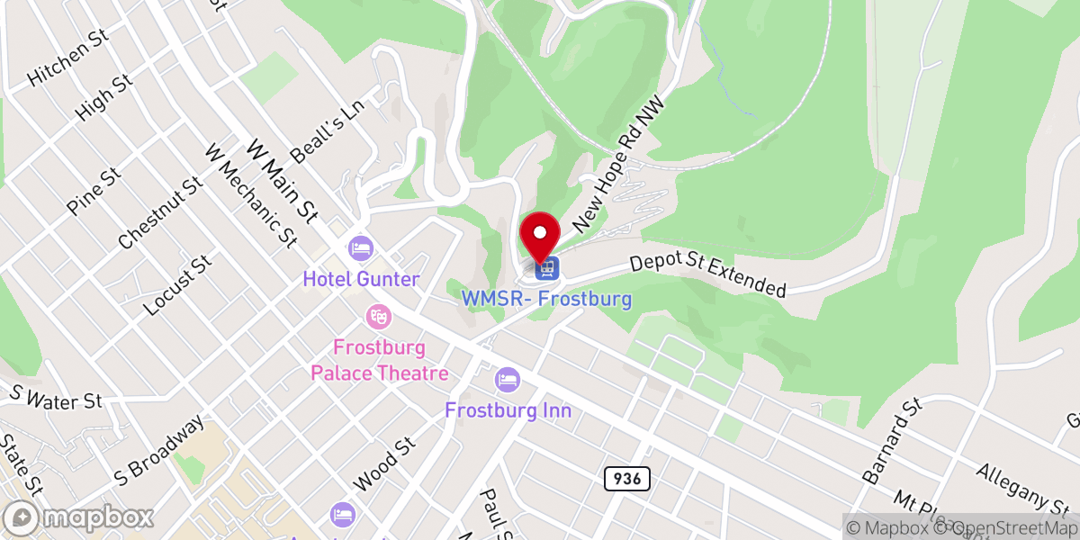 Map showing location of Frostburg Depot - Western Maryland Scenic Railroad