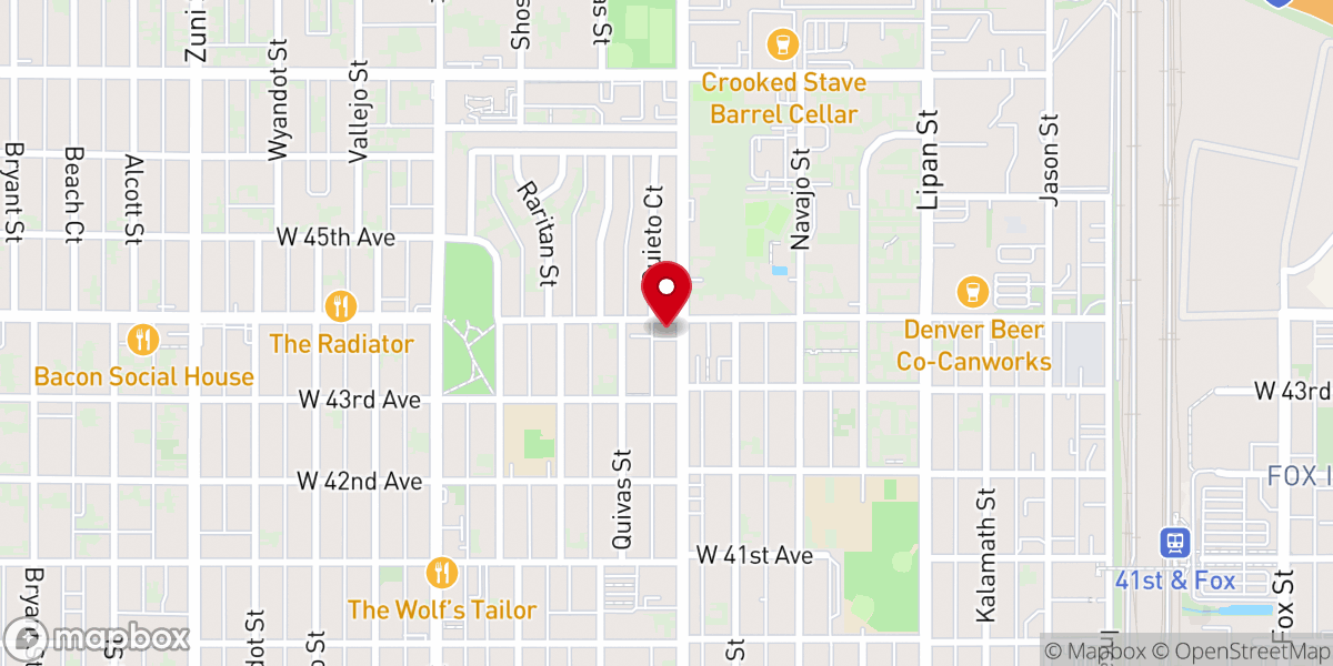 Map showing location of Denver Hispanic Church