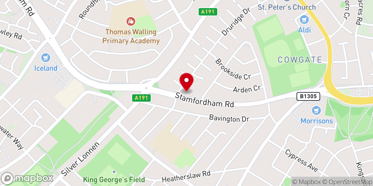 Map showing location of English Martyrs Church