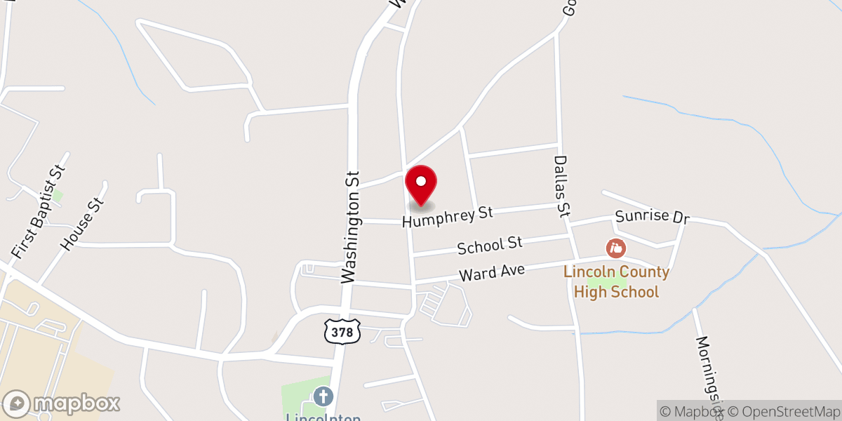 Map showing location of Lincolnton Methodist Church