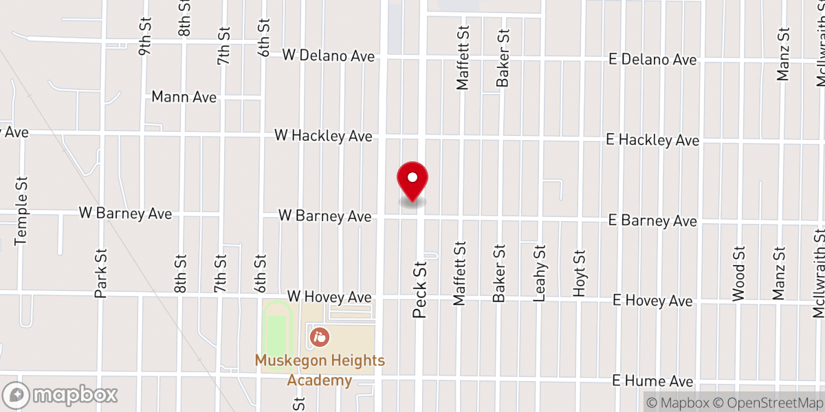 Map showing location of Peck Street Church of Christ