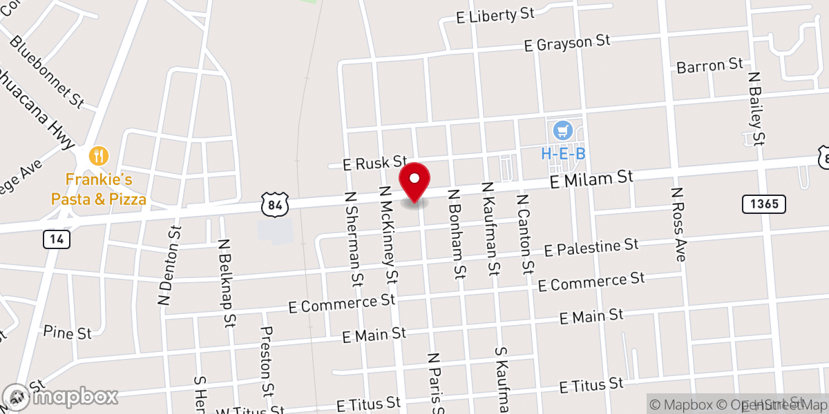 Map showing location of Jim's Krispy Fried Chicken