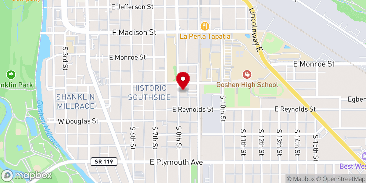 Map showing location of Eighth Street Mennonite Church