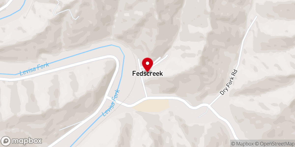 Map showing location of Feds Creek Baptist Church