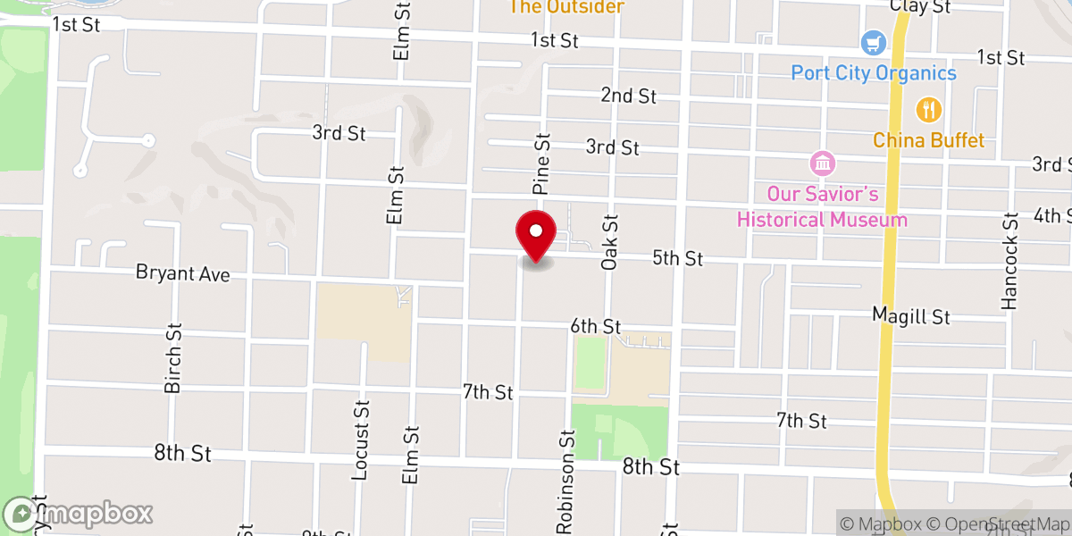 Map showing location of New Life Tabernacle