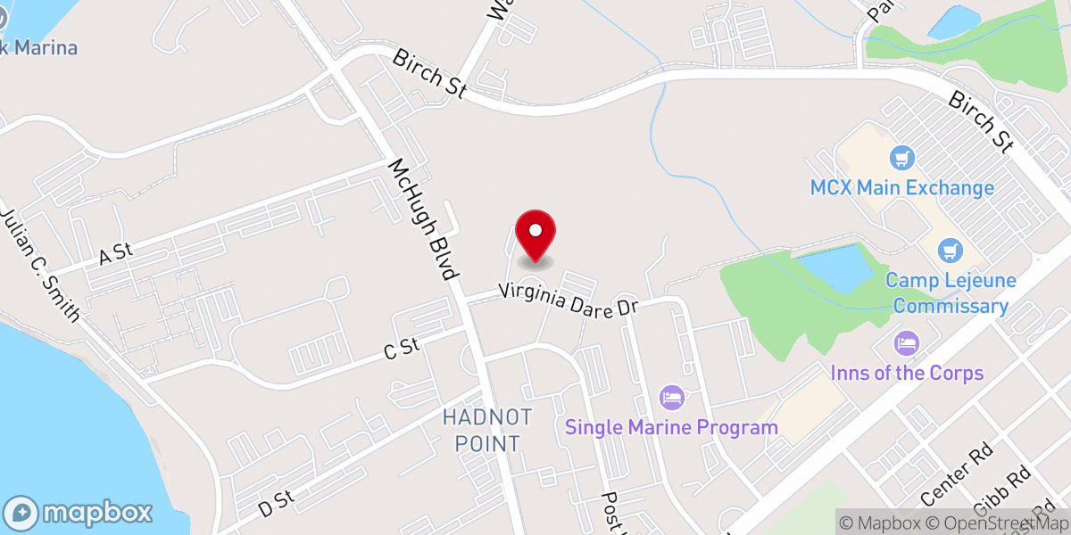 Map showing location of Camp Lejeune Jewish Chapel