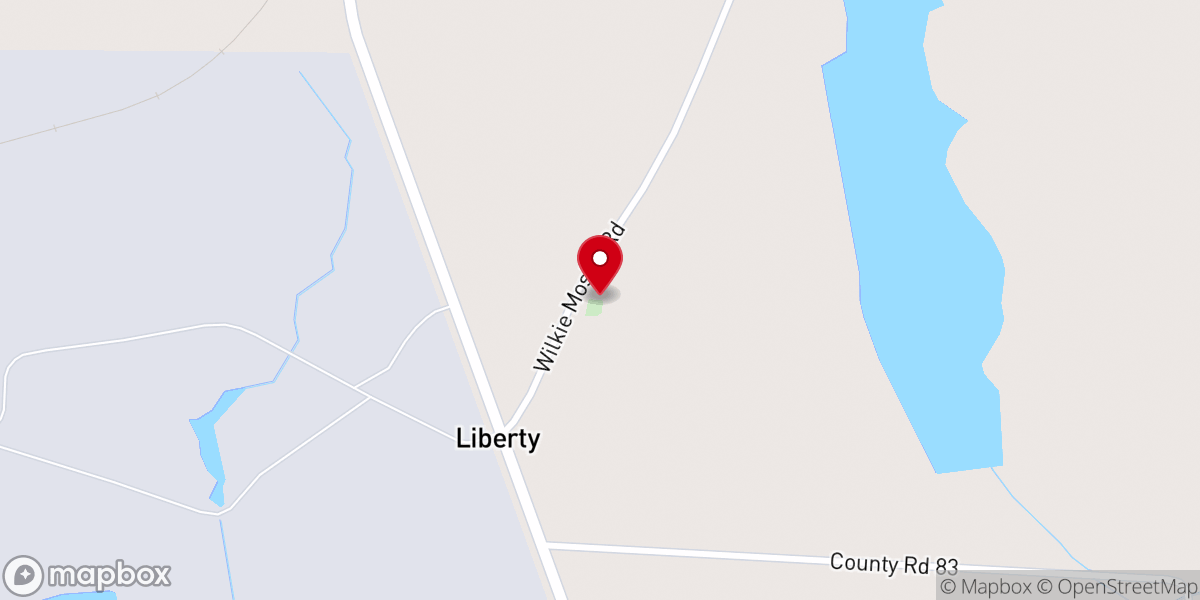 Map showing location of Liberty Church