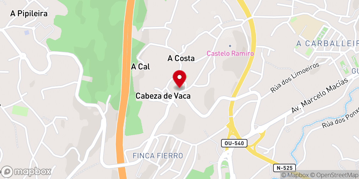 Map showing location of Iglesia de San Bieito de Cabeza de Vaca