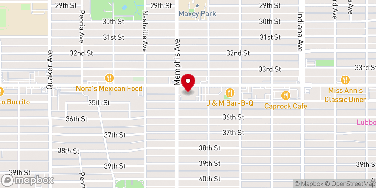 Map showing location of Sunset Church of Christ