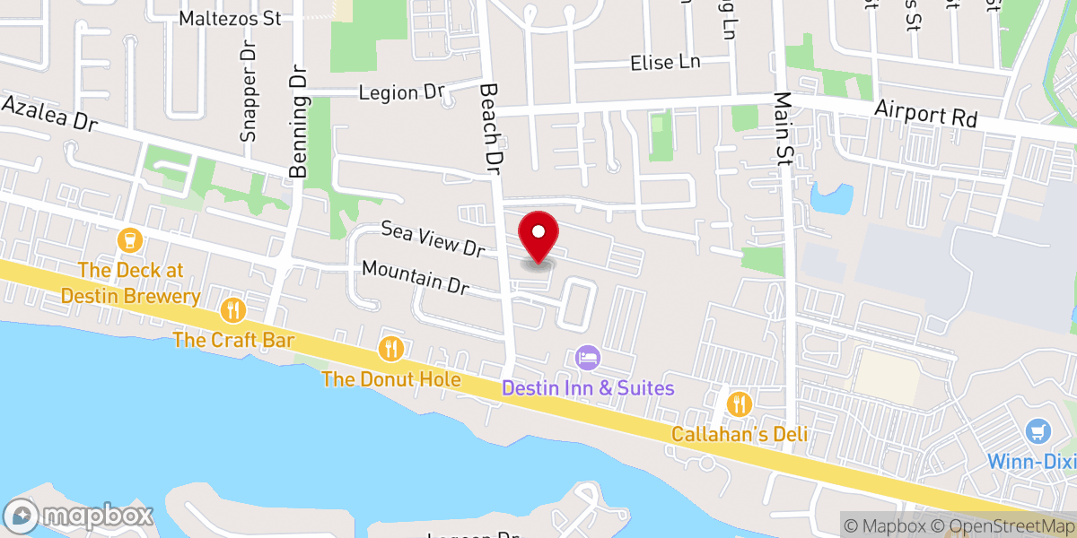 Map showing location of Destin Church of Christ