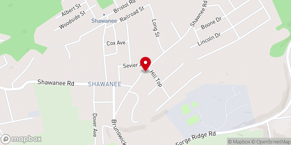 Map showing location of Shawanee Baptist Church