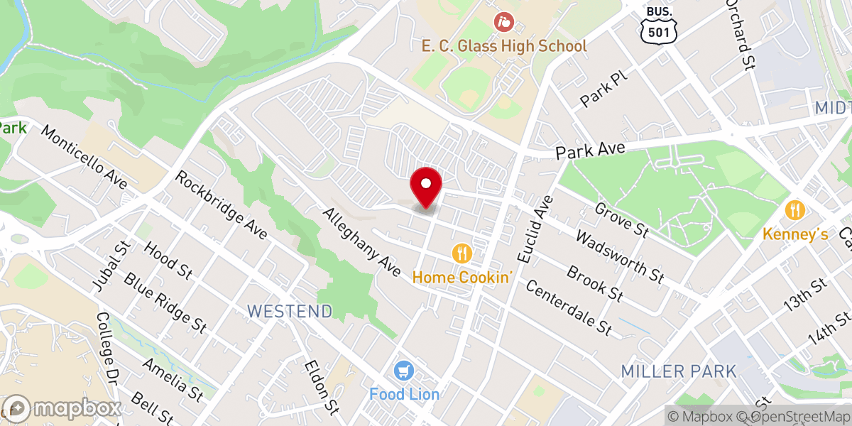 Map showing location of Lynchburg Korean Church