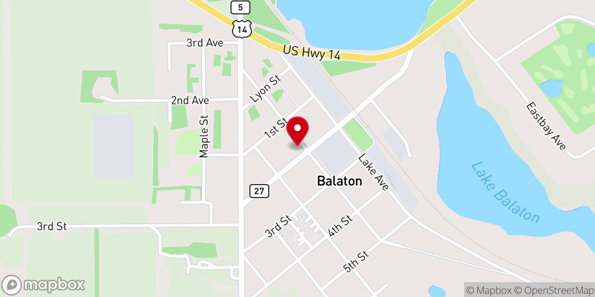 Map showing location of Balaton United Methodist Church