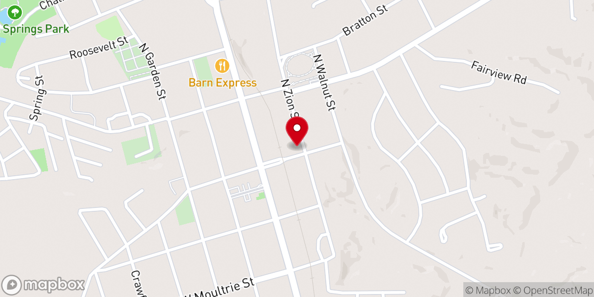 Map showing location of Bethel Associate Reformed Presbyterian Church
