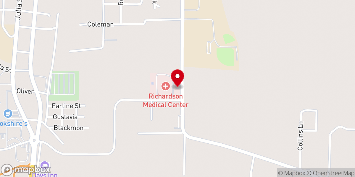 Map showing location of Northeast Louisiana Health Center
