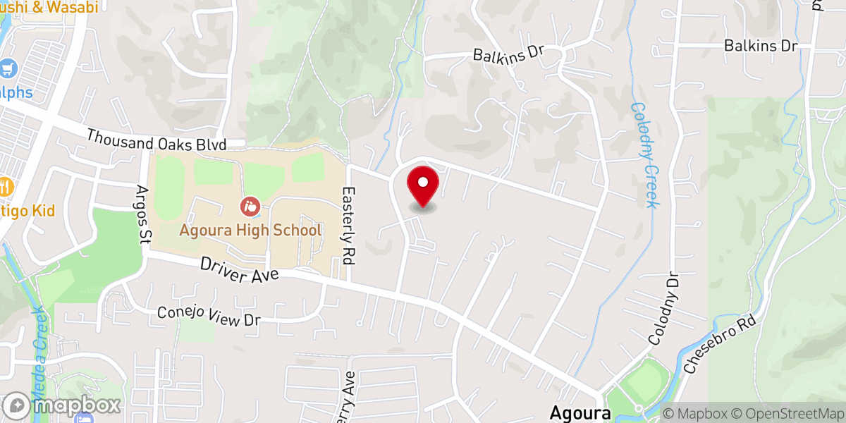 Map showing location of Agoura Bible Fellowship