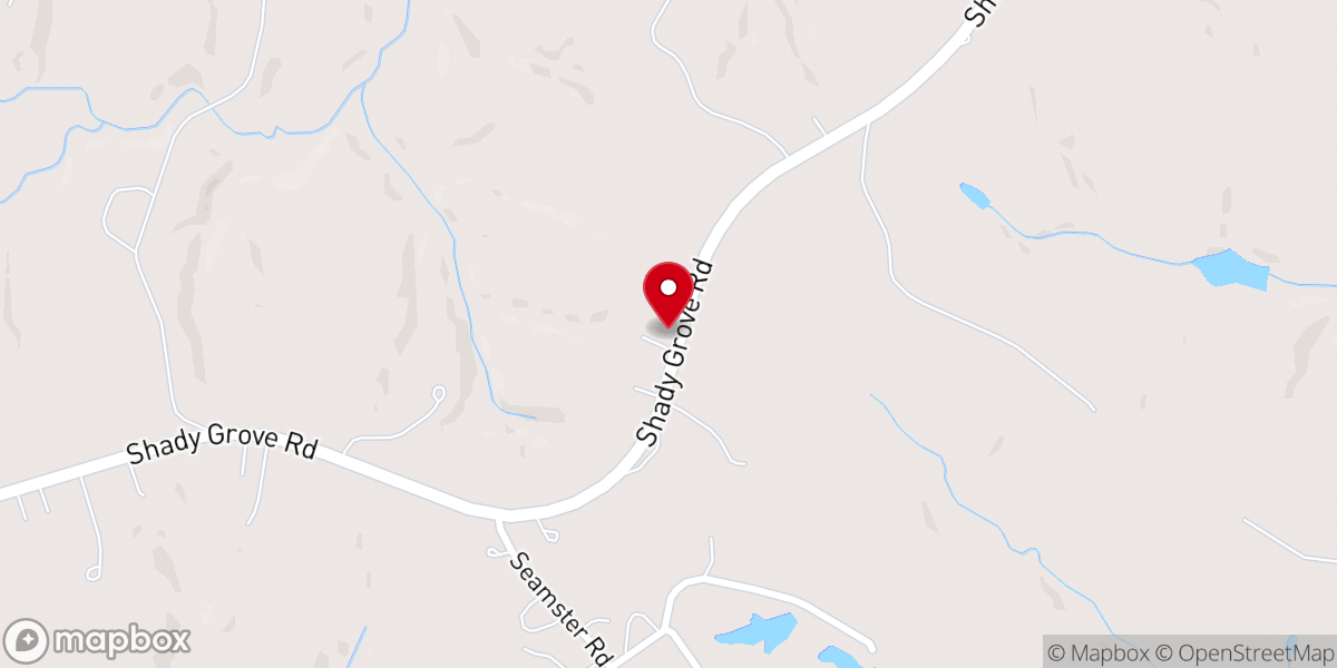 Map showing location of Shady Grove Primitive Baptist Church