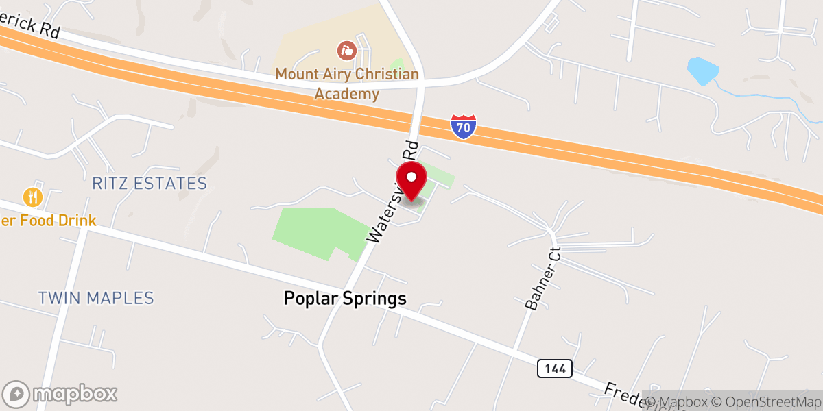 Map showing location of Poplar Springs United Methodist Church