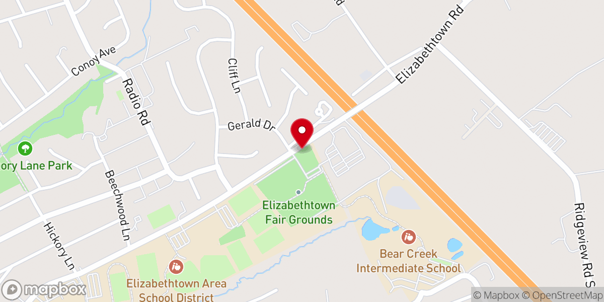 Map showing location of Elizabethtown Fair Grounds