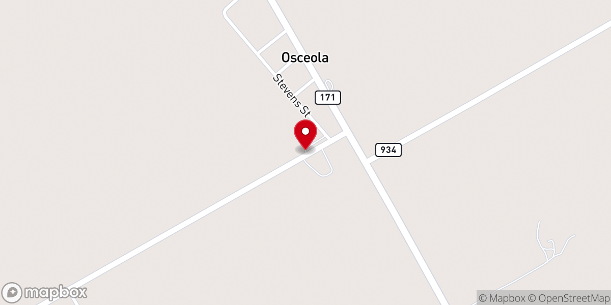 Map showing location of Osceola Christian Fellowship