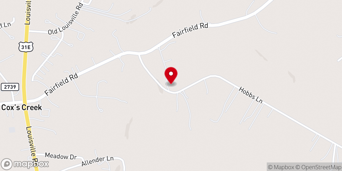 Map showing location of Cox Creek Church