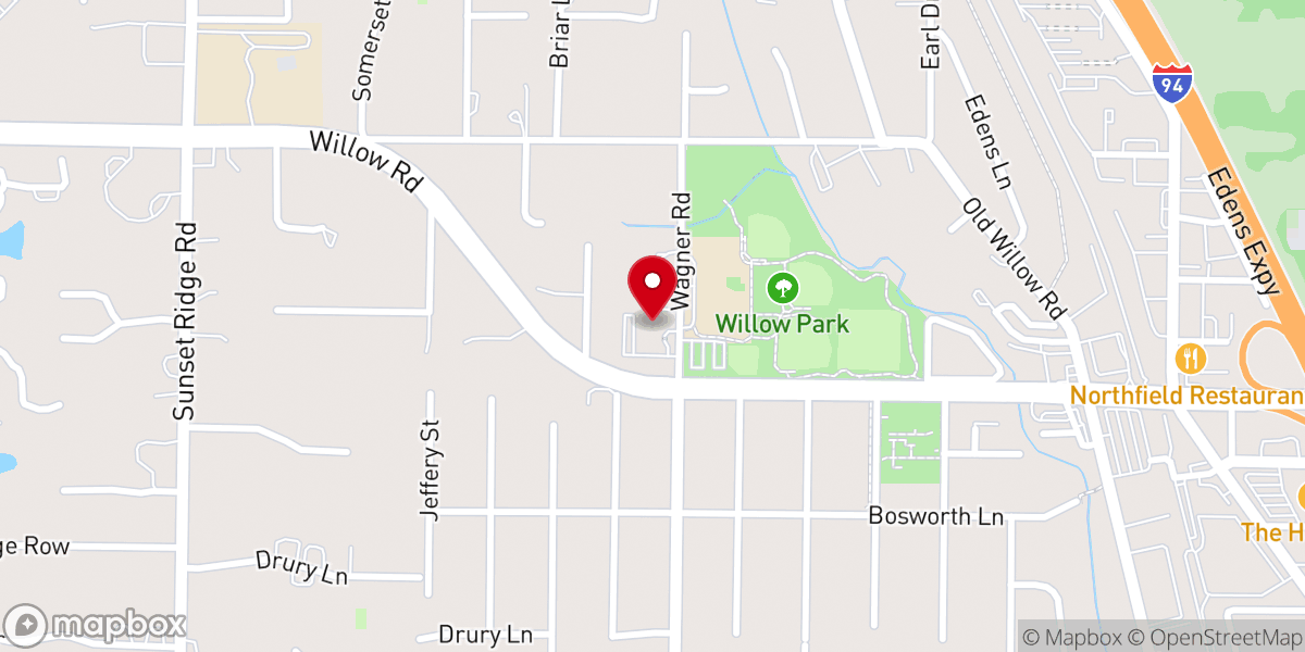 Map showing location of Northfield Community Church