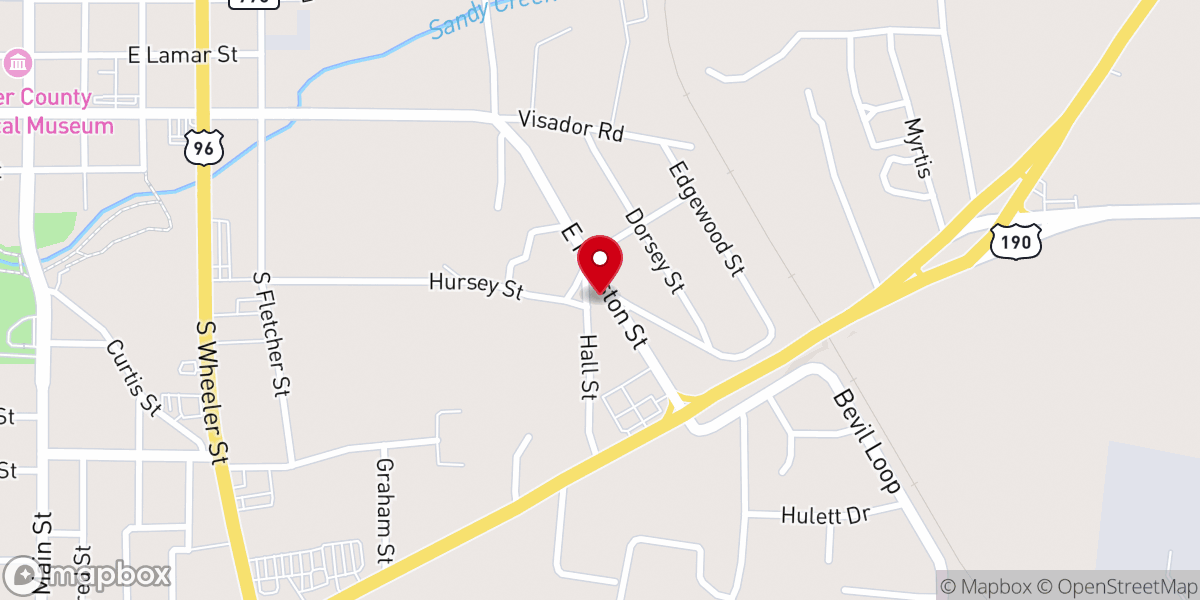 Map showing location of Evergreen Missionary Baptist Church