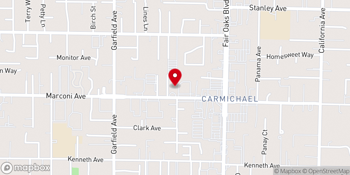 Map showing location of Carmichael Presbyterian Church