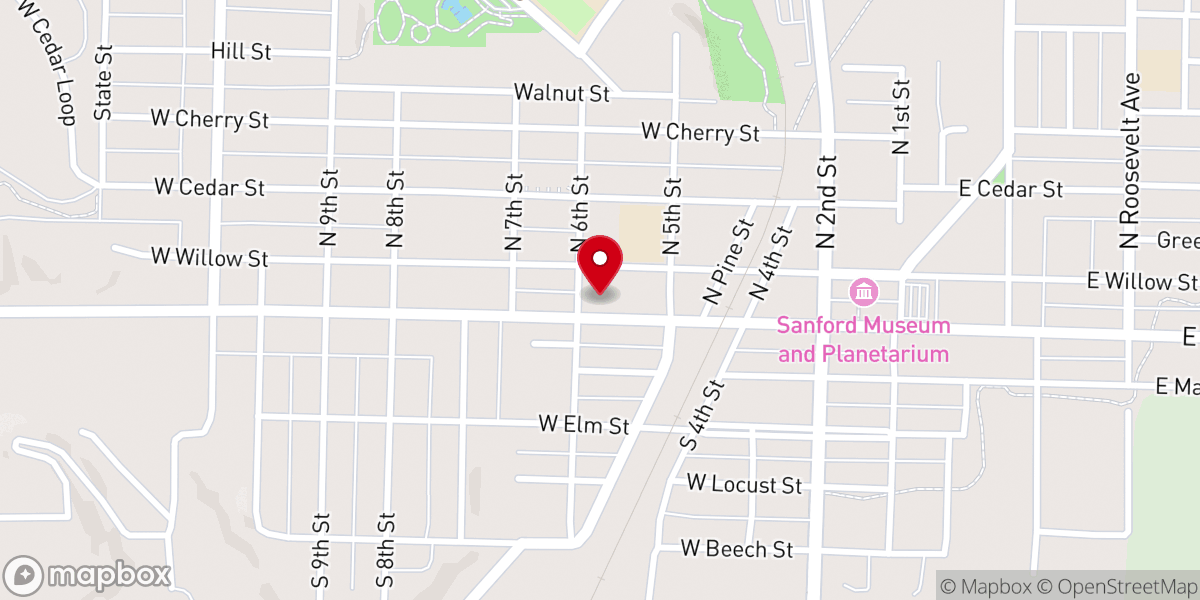 Map showing location of Cherokee County Courthouse