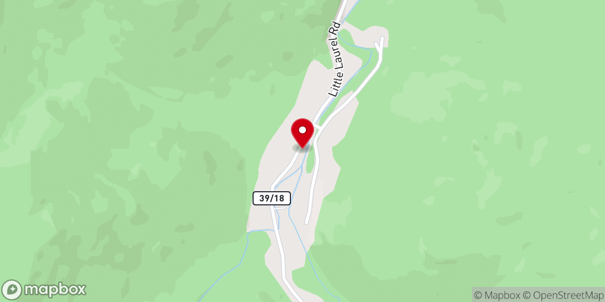 Map showing location of Little Laurel Baptist Church