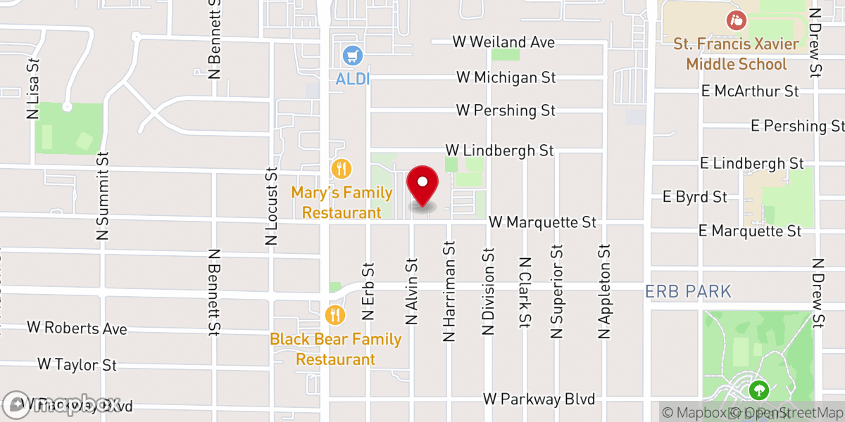Map showing location of Saint Pius X Catholic Church