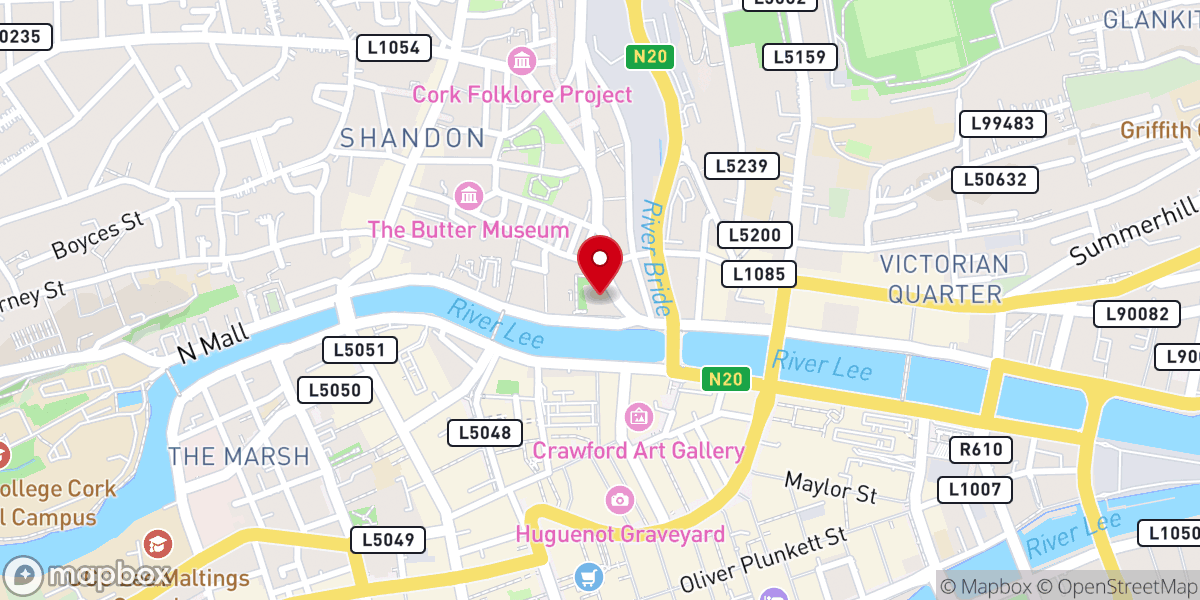 Map showing location of Cork Unitarian Church