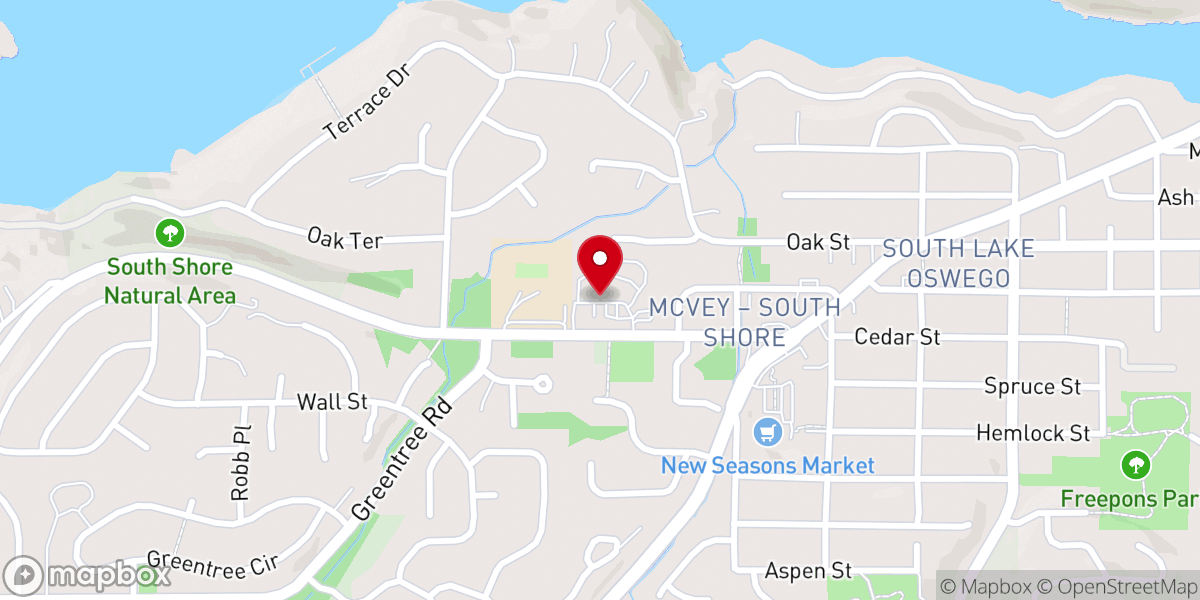 Map showing location of Lake Oswego United Methodist Church