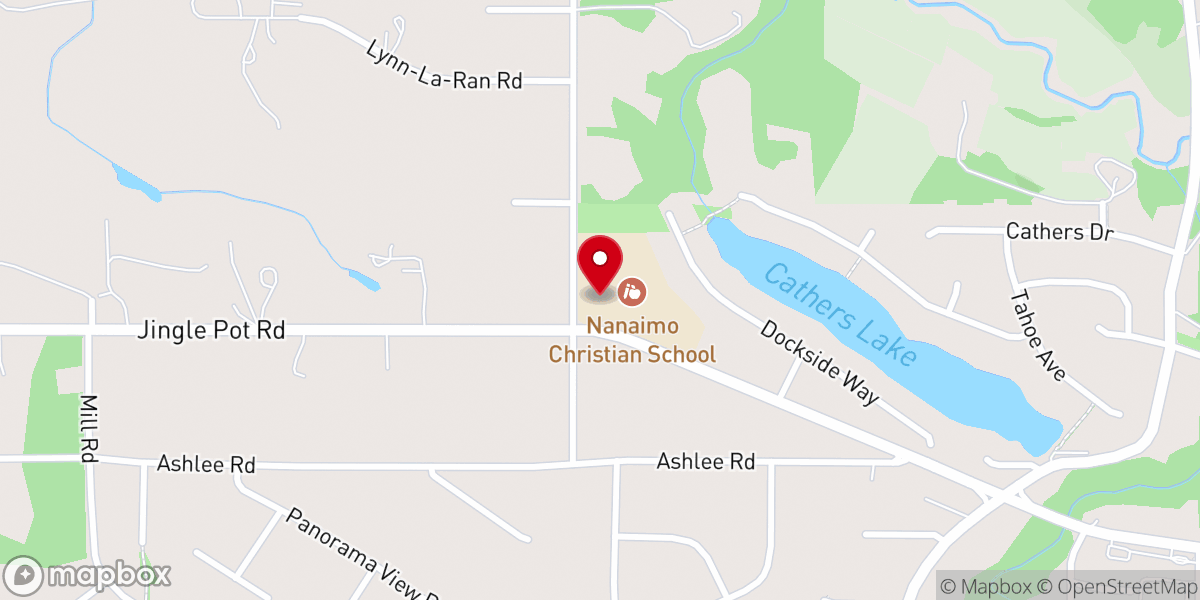 Map showing location of Nanaimo Christian School